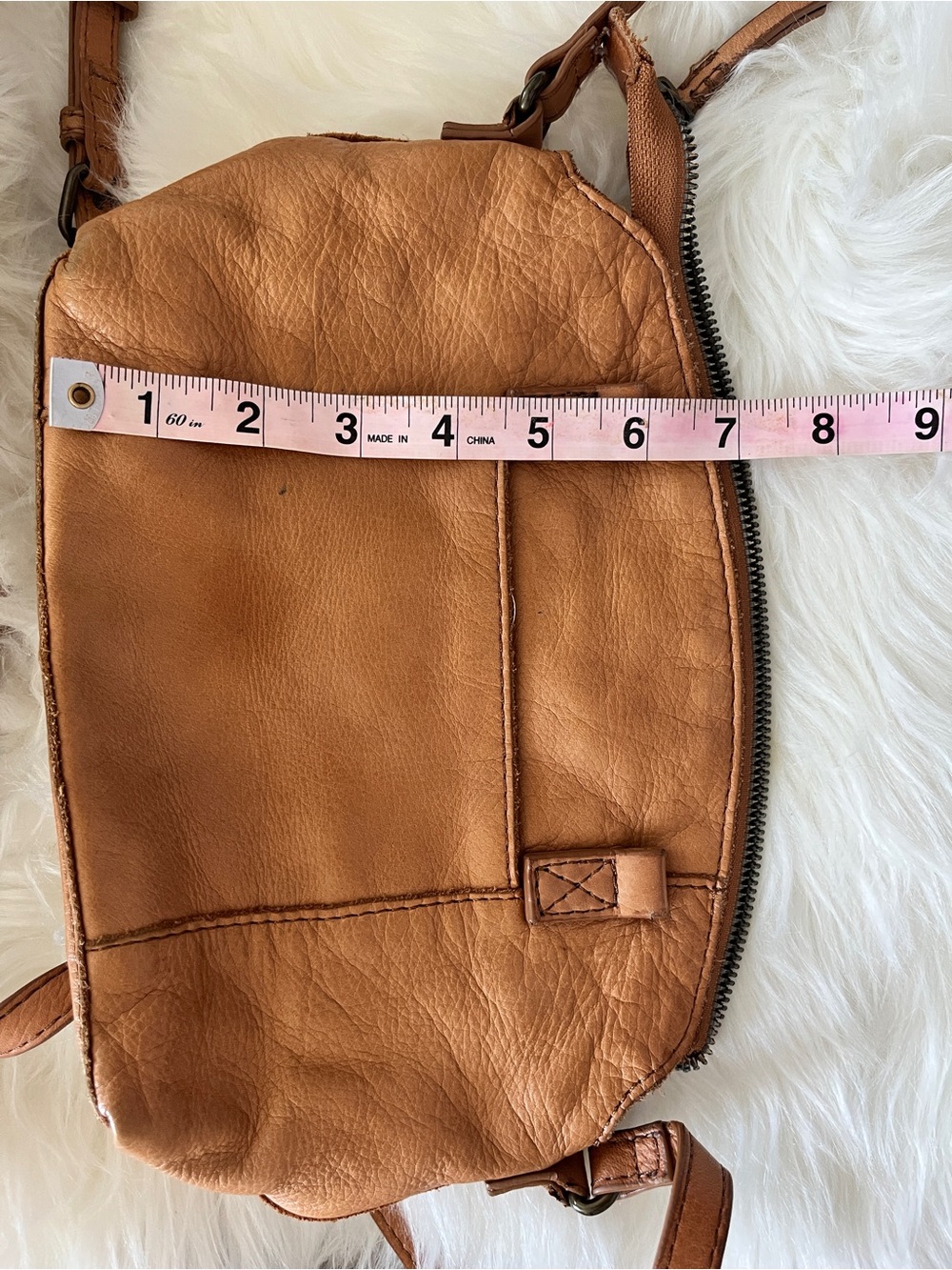 American Leather Co Tan Leather Crossbody Bag with Adjustable Strap Sz 7x9x4 - Picture 9 of 9